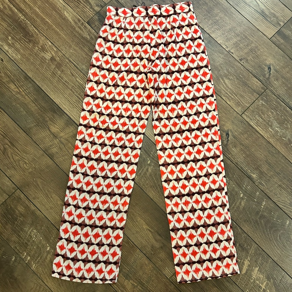 Pull&Bear Wide Leg in Pink Geometric Pants - Picture 4 of 12